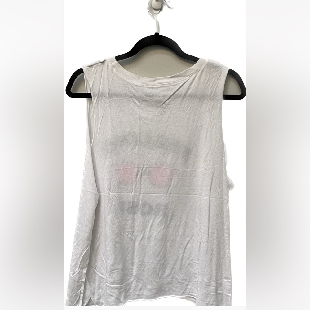 💕 Women’s Social Sunday hand printed sleeveless white top in size med/large - Picture 2 of 3